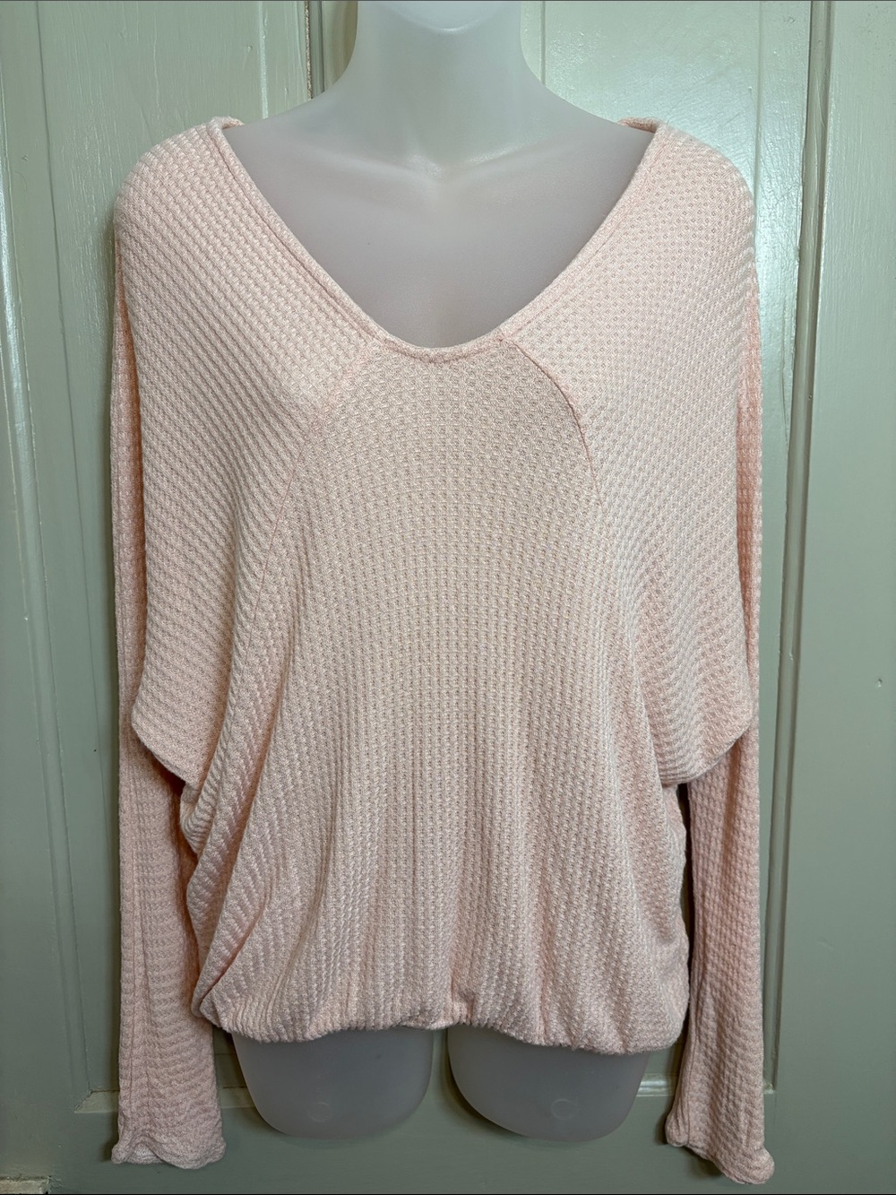 Anthropologie Pure + Good Pale Pink Waffle Knit Dolman Top